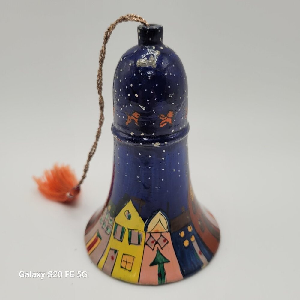 Vintage Hand Painted Lacquer Bell Ornament